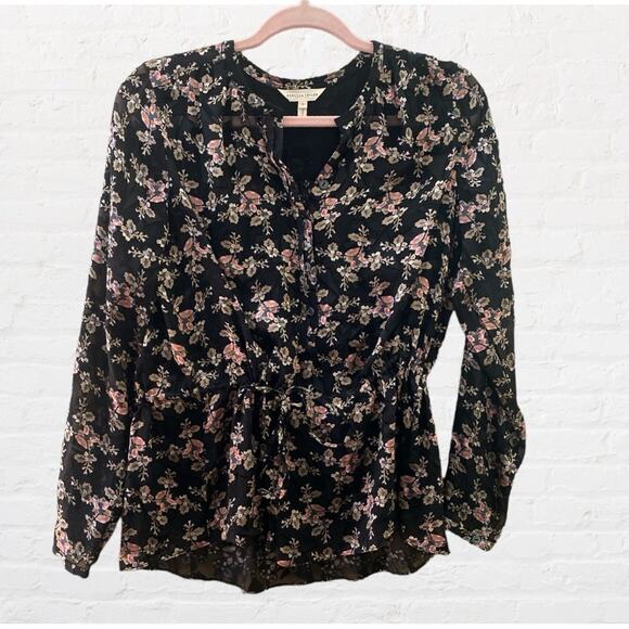 Rebecca Taylor blouse with velvet embossed accent - Picture 2 of 7